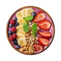 Healthy Smoothie Bowl with Fresh Fruits and Granola On Isolated Background png