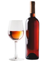 A bottle of wine and a glass of wine png