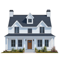American Style Home with Dark Gray Roof Isolated on Transparent Background png