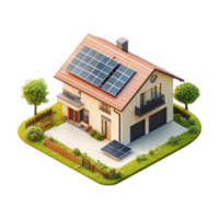 A house with solar panels on the roof png