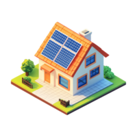 An illustration of a house with solar panels on the roof png
