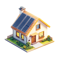 A small house with solar panels on the roof png