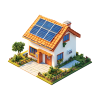 A small house with solar panels on the roof png