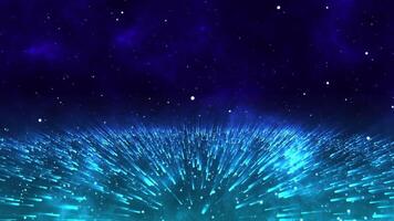 Abstract shining movement particles animation on dark blue background video