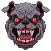 An illustration of a bulldog with red eyes png