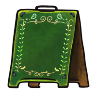 Folding floor blackboard with flower border decoration illustration, menu blackboard sign template design png