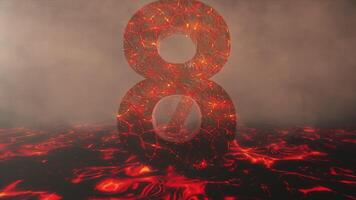 3D Countdown 10 to 0. Number Fly Over Lava video