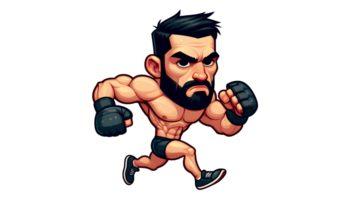 Dynamic Fighter Man Caricature in Cartoon Style png