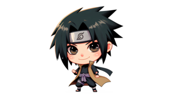 Sasuke Caricature with Charming Expression in Cartoon Style png