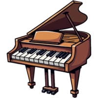 Cartoon piano with a white and black keyboard png