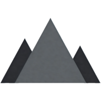 Mountain with three peaks is shown in a gray and black color scheme png