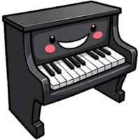 Cartoon piano with a smiling face on it png