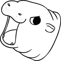 Baby grumpy Pygmy bouncy hippo face doodle outline coloring image png