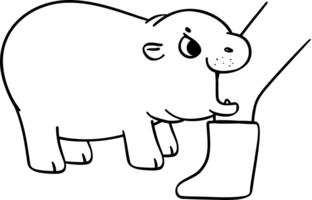 Baby Grumpy Pygmy bouncy hippo bites leg doodle outline coloring image png