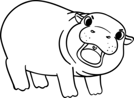 Baby Grumpy Pygmy bouncy hippo doodle outline coloring image png