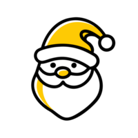 A simple line drawing of Santa Claus features a yellow hat and an expressive beard cutouts png
