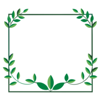 A square frame with green leaves and vines surrounds an empty white space cutouts png