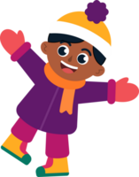 A young boy wearing a purple coat and a yellow hat is smiling png
