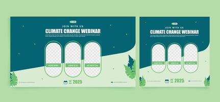 Climate Change webinar template, Global warming webinar poster design. vector