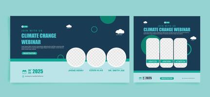 Climate Change webinar template, banner and social media post template. vector