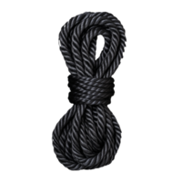 Coiled black rope on a transparent background for versatile use png