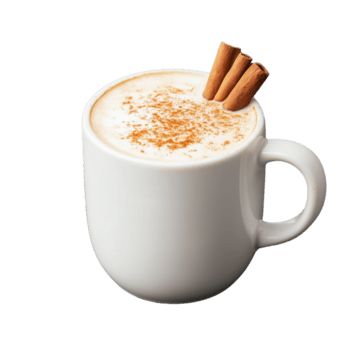 warm Zimt mit ...-Geschmack Kaffee im ein Weiß Becher mit Gewürze png