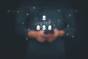 A connection or organizational structure that demonstrates the importance of administration and management in the digital environment. which is an important matter, hiring and selecting employees photo