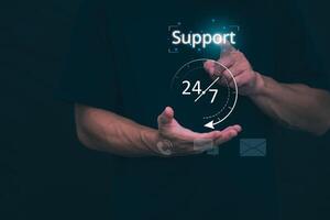 Customer service department and automated customer consultation hotline service provider To solve problems for customers, 24 hours 7 days worldwide online technical support. photo