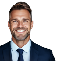Smiling businessman wearing a suit on a transparent background png
