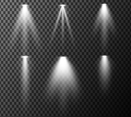 spotlight set. Bright light beam. realistic effect.