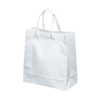 White paper shopping bag with handles on transparent background png