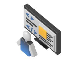 Programmer coding Website isometric style png