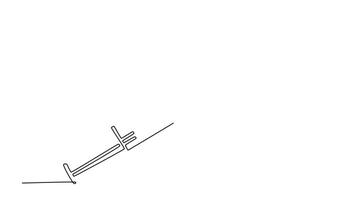 Animated self drawing of continuous line draw medical disposable syringe with needle. Applicable for vaccine injection, vaccination logo. Plastic syringe with needle. Full length single line animation video