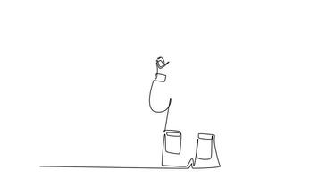 Animated self drawing of continuous line draw attractive male doctor holding megaphone loudspeaker at hospital. Medical health worker. Marketing information metaphor. Full length single line animation video