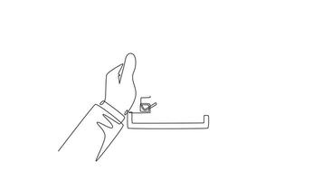 Animated self drawing of continuous line draw doctor hand with clipboard and pen. Doctor takes notes in clipboard. Medical report. Patient care check list template. Full length single line animation video
