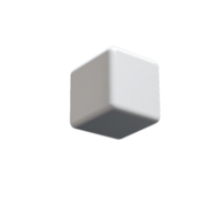 Minimalist white 3D cube floating on transparent background png