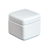 Minimalist white ceramic box with lid on transparent background png