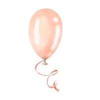 Pink balloon with ribbon. Watercolor illustration, hand drawn. Isolated object on a white background vector