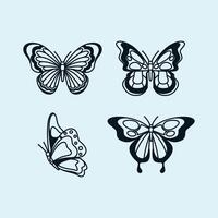 Linear flat butterfly outline pack vector