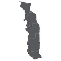 Togo map. Map of Togo in administrative provinces in grey color vector