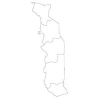 Togo map. Map of Togo in administrative provinces in white color vector