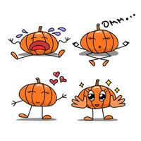 Flat pumpkin vegetable sticker seamless pattern. Modern patch style background ornament with square pumpkin vegetables in bright orange and yellow colors. Cute illustration for wrapping paper. vector