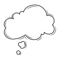 A speech or thought bubble, an empty cloud of communication. Stroke of a thought bubble. Modern social media template and label. Creative thought balloon vector