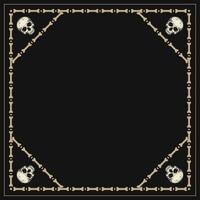 Polygon frame made of bones, half human skull. Layout, template with copy space, copy text. For Halloween, Dia de los Muertos holiday decoration. Gothic vintage style. vector