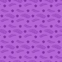 Folk style monochrome seamless pattern with flowers and fantasy fear. Hand drawn flowers on purple background. vector
