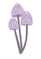 Hand drawn poisonous mushroom in flat style. Spooky design for Halloween isolated on white background. Toadstool fungus. Good for decoration, stickers, logo vector