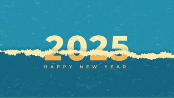 Happy New Year 2025 Illustration with Blue Torn Paper Effect Background. Illustration of Blue Torn Paper Numbers 2025. 2025 Torn Paper Background Festive Poster or Banner Design vector