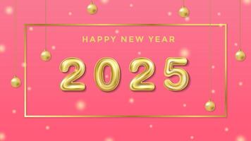 Happy New Year 2025 Background Template with Illustration of 3D Helium Gold Balloon Numbers 2025 vector