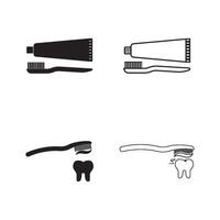 Toothbrush, toothpaste, toothbrush, toothpaste icon set for web illustration vector