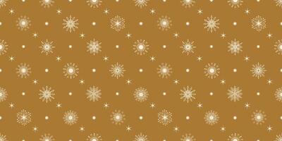Ornament with light snowflakes on a gold background. Seamless Christmas pattern. vector